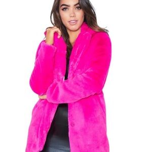 PINK PLUSH LONG COAT